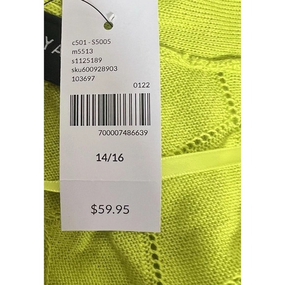 Lane Bryant Belted Cardigan Sweater 14/16 Neon Green Acrylic NWT $59.95 - Picture 9 of 9